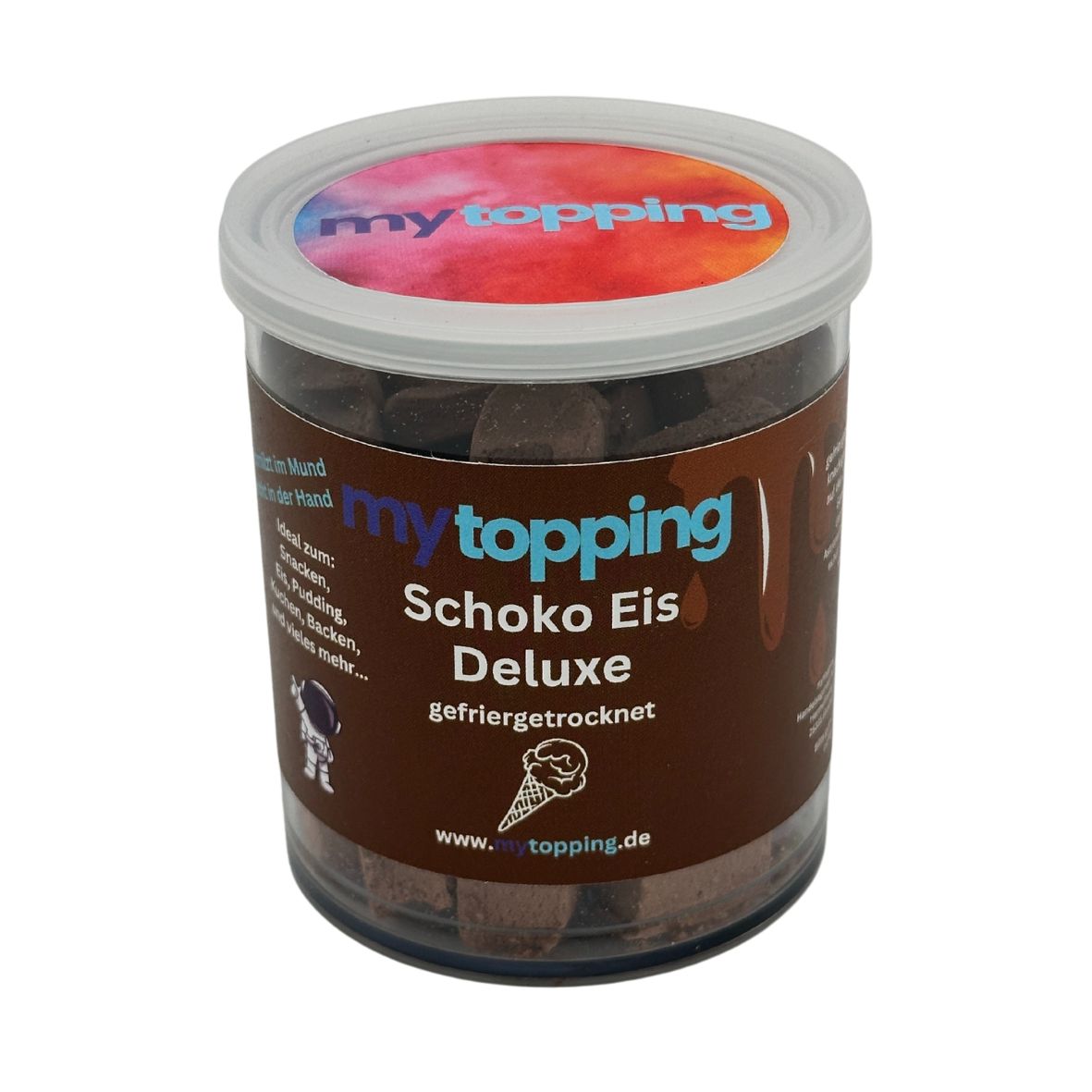 Schoko Eis Deluxe, gefriergetrocknetes Schoko Eis zum Snacken, Joghurt, Kuchen, Dessert, Backen, Smoothies, Topping